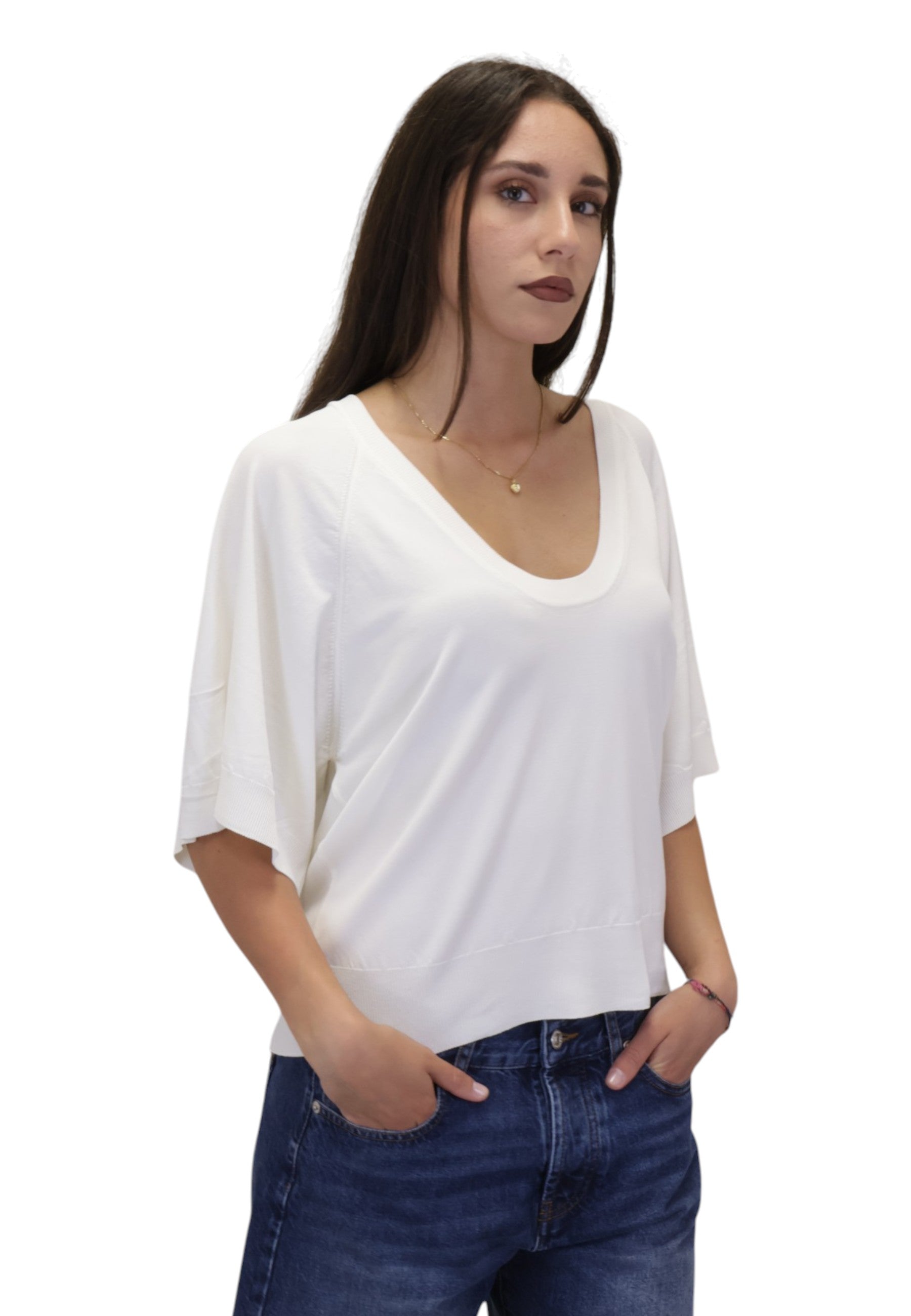 MAGLIE A V Bianco Solotre