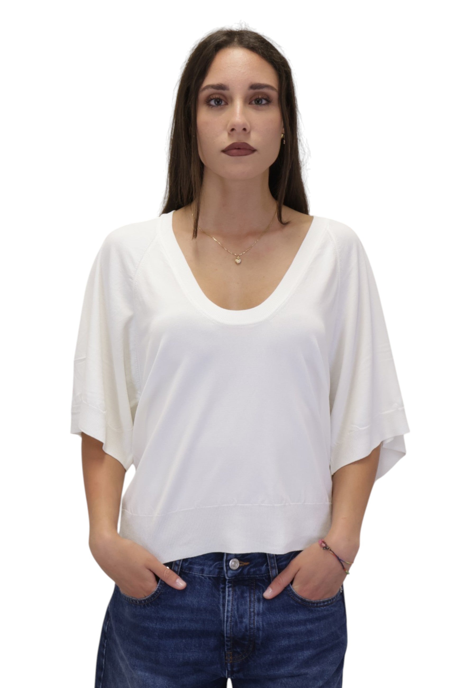 MAGLIE A V Bianco Solotre