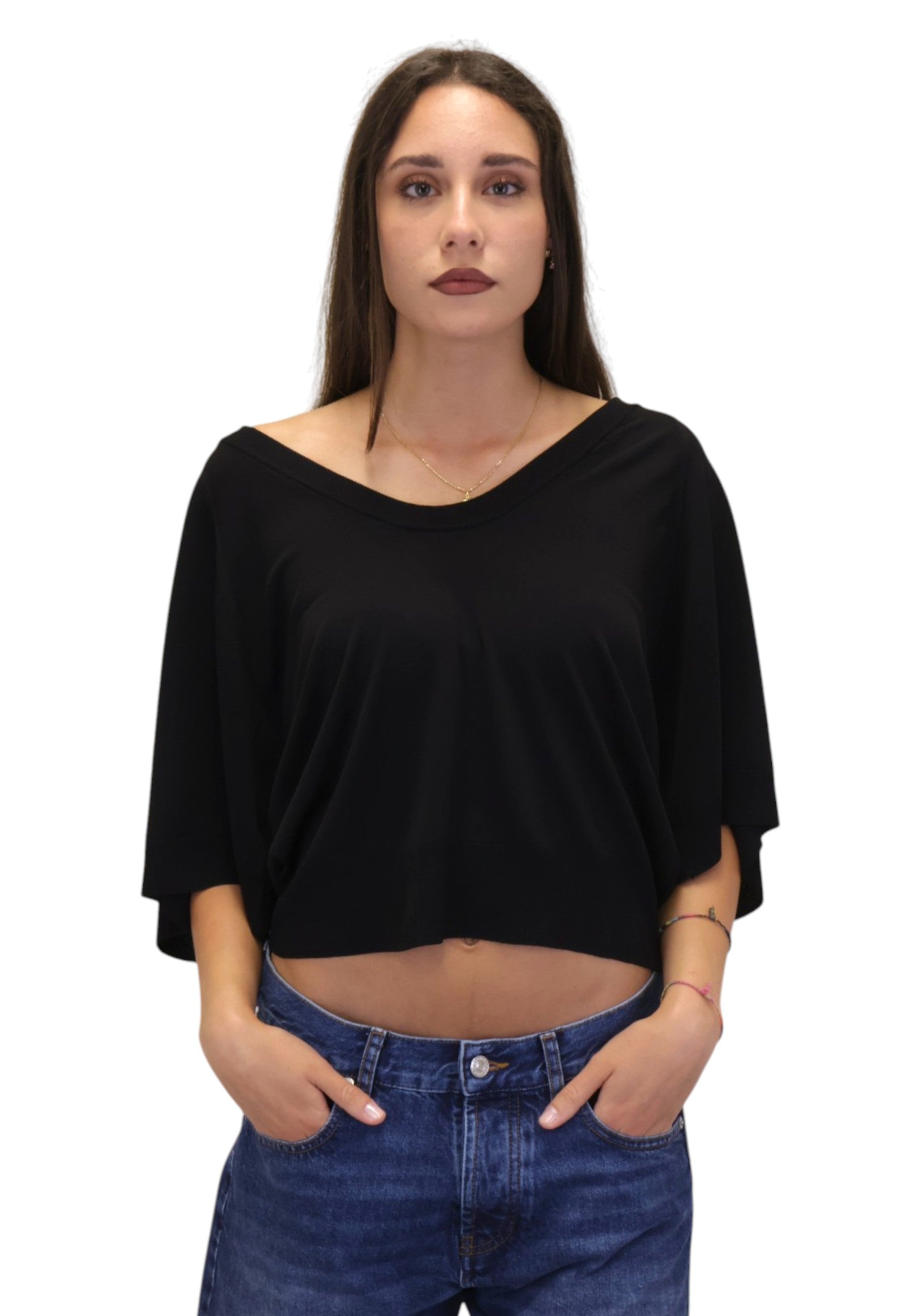 MAGLIE A V Nero Solotre