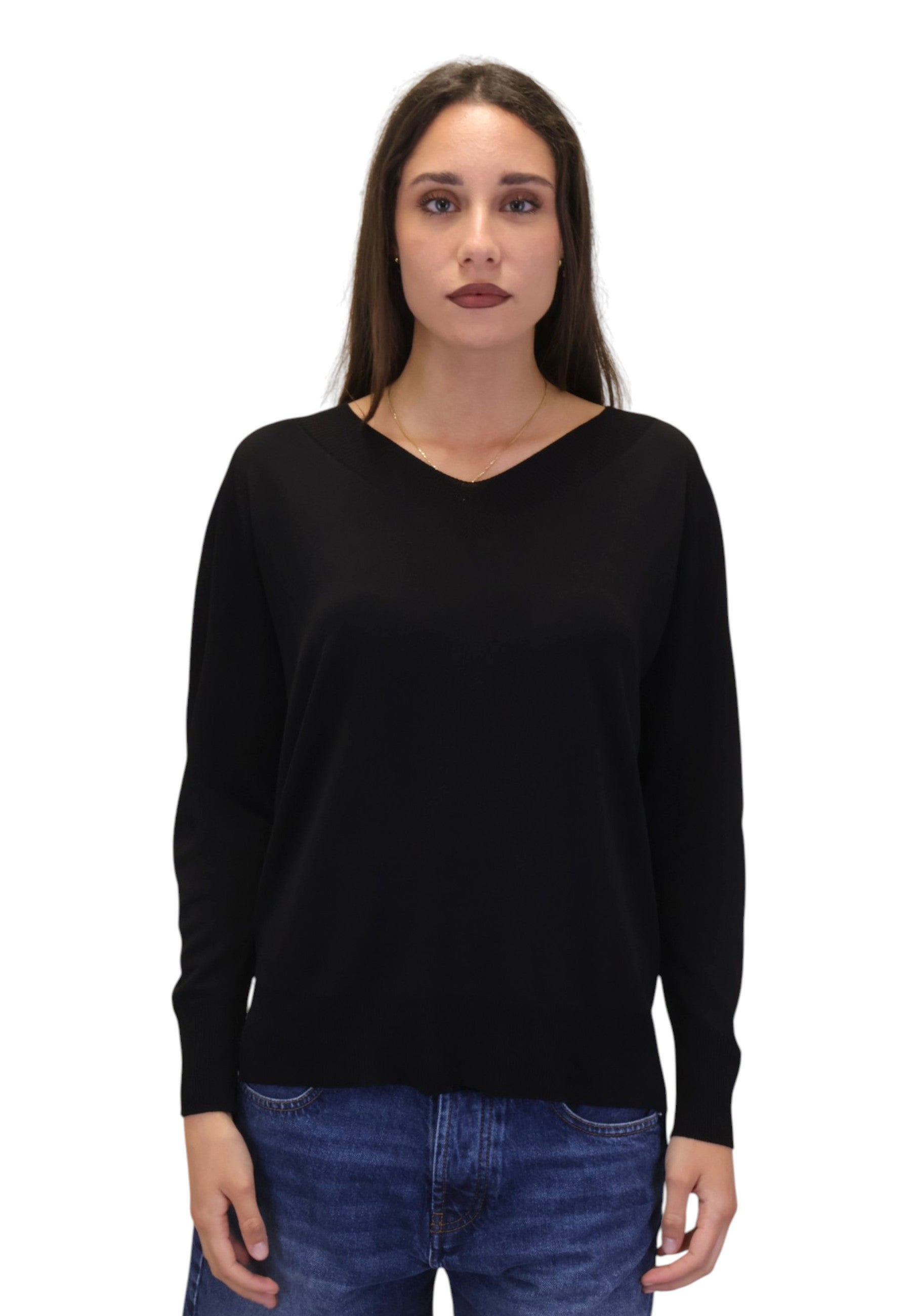MAGLIE A V Nero Solotre