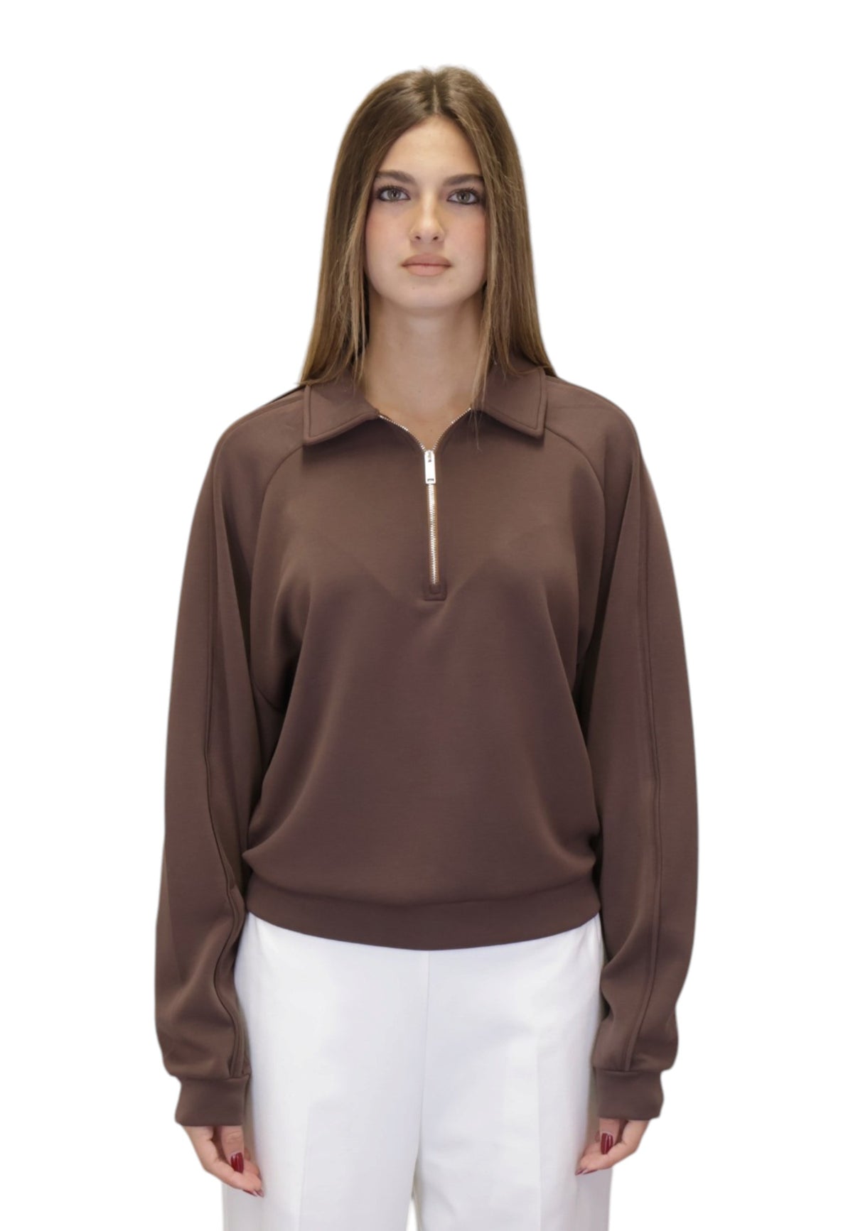 FELPE CON ZIP Marrone Woc