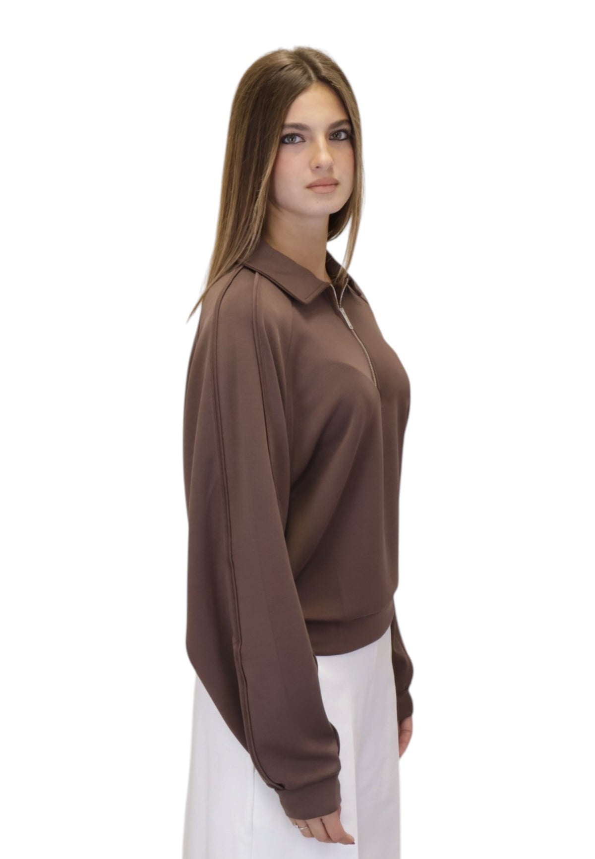 FELPE CON ZIP Marrone Woc