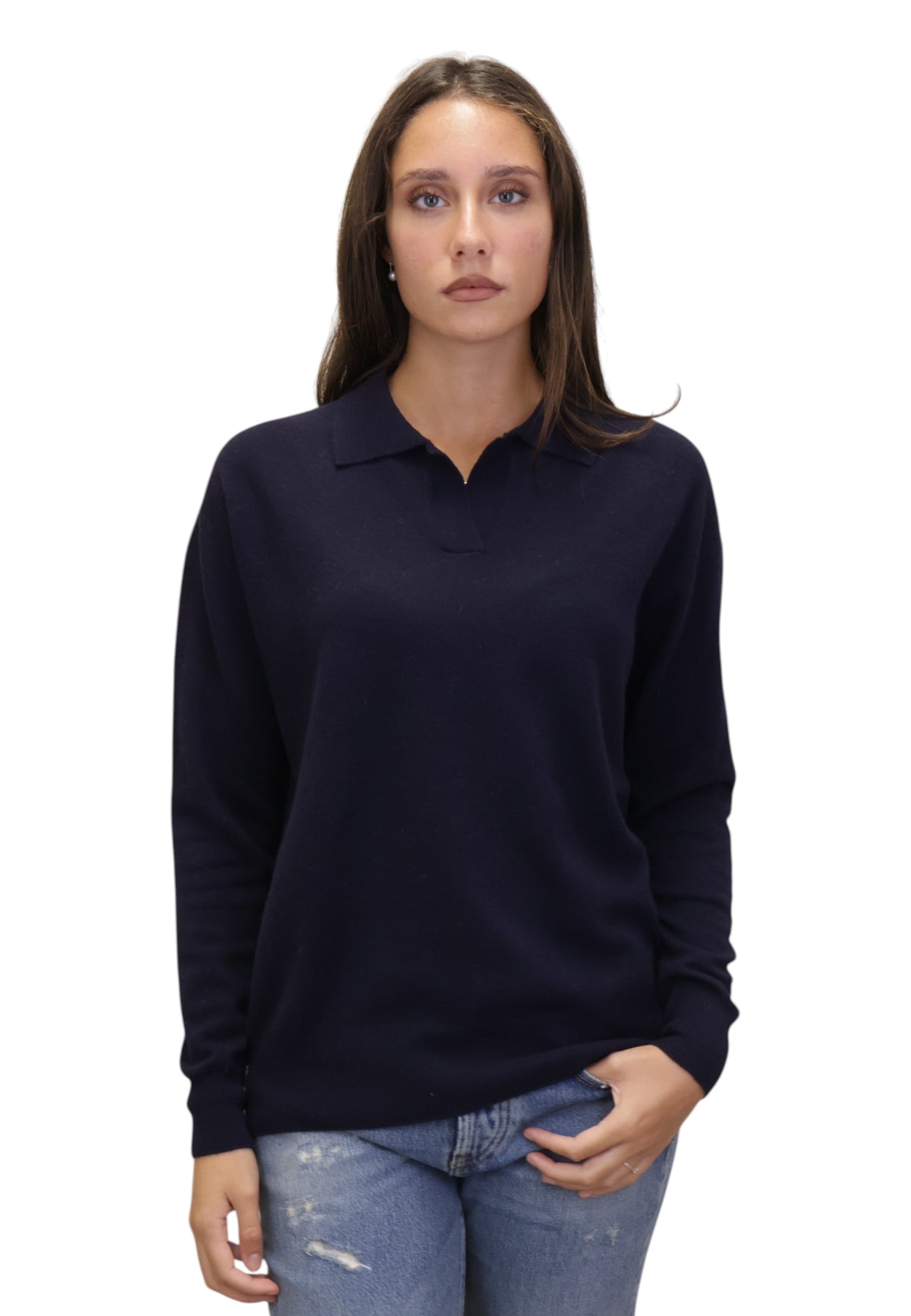 POLO A MANICA LUNGA Blu Daniele Fiesoli Collezione N_ø1