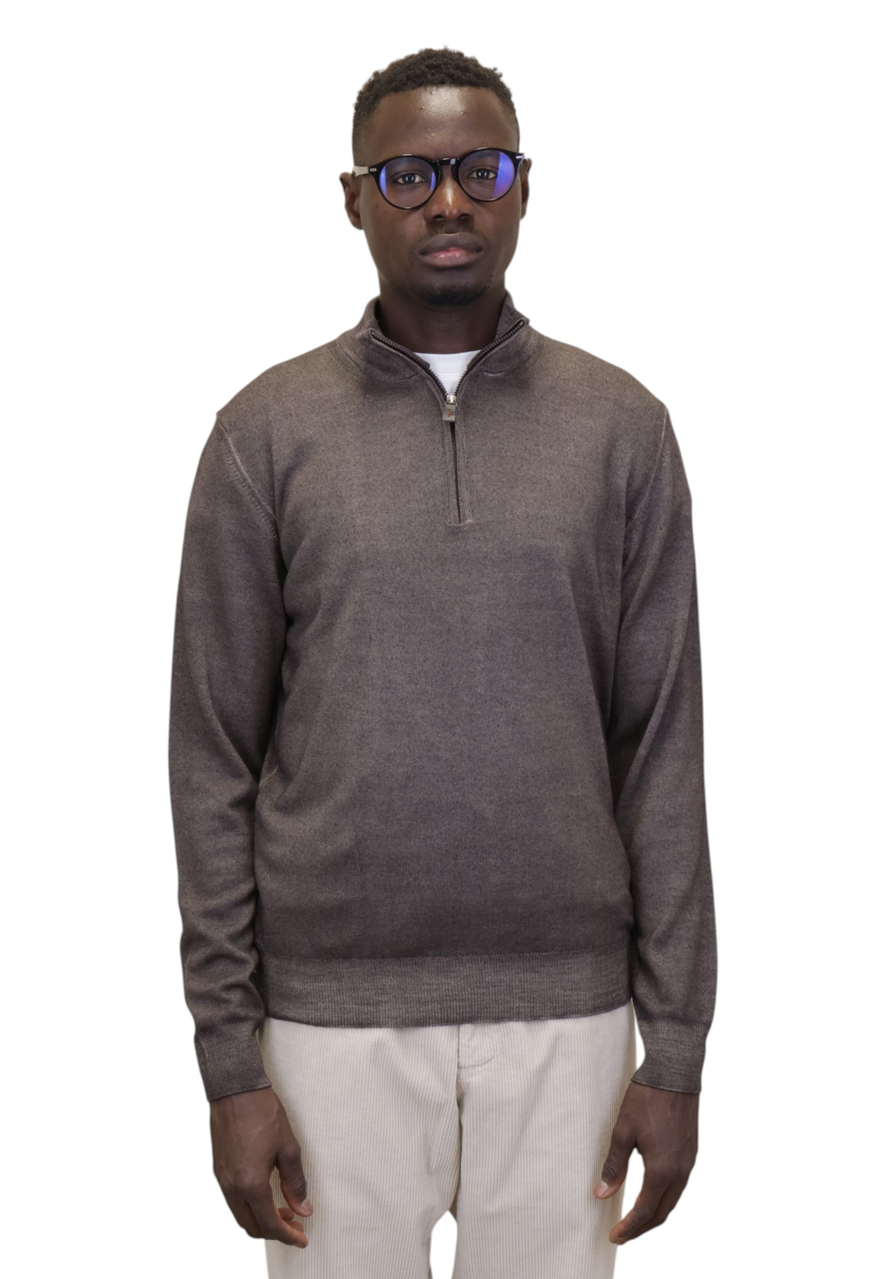 MAGLIE CON ZIP Marrone Della Spiga