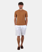 BERMUDA IN LINO 40 WEFT CON COULISSE - 40W441 BIANCO - 10Decimi