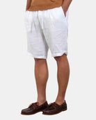 BERMUDA IN LINO 40 WEFT CON COULISSE - 40W441 BIANCO - 10Decimi