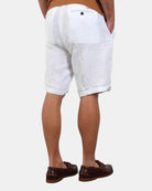 BERMUDA IN LINO 40 WEFT CON COULISSE - 40W441 BIANCO - 10Decimi