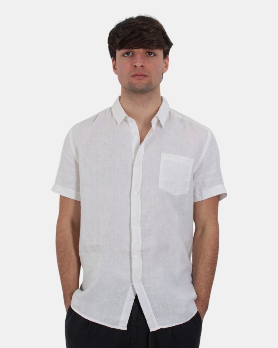 camicia 40 weft a mezza manica con taschino - 40w441 bianco - 10Decimi