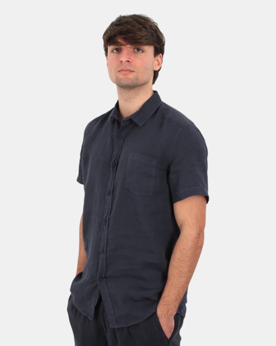 camicia 40 weft a mezza manica con taschino - w1738 blu - 10Decimi