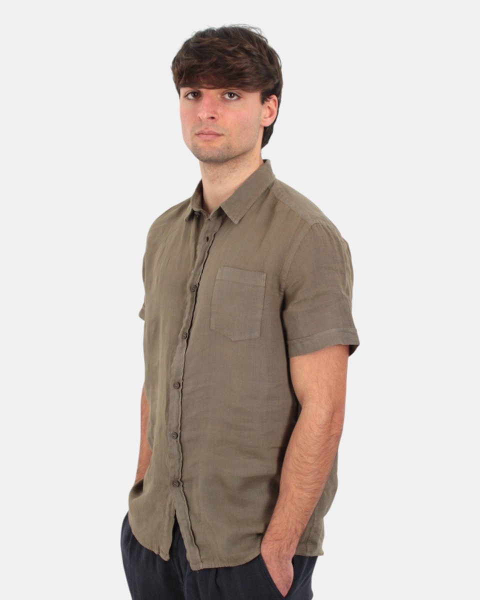 camicia 40 weft a mezza manica con taschino - w2359 verde salvia - 10Decimi