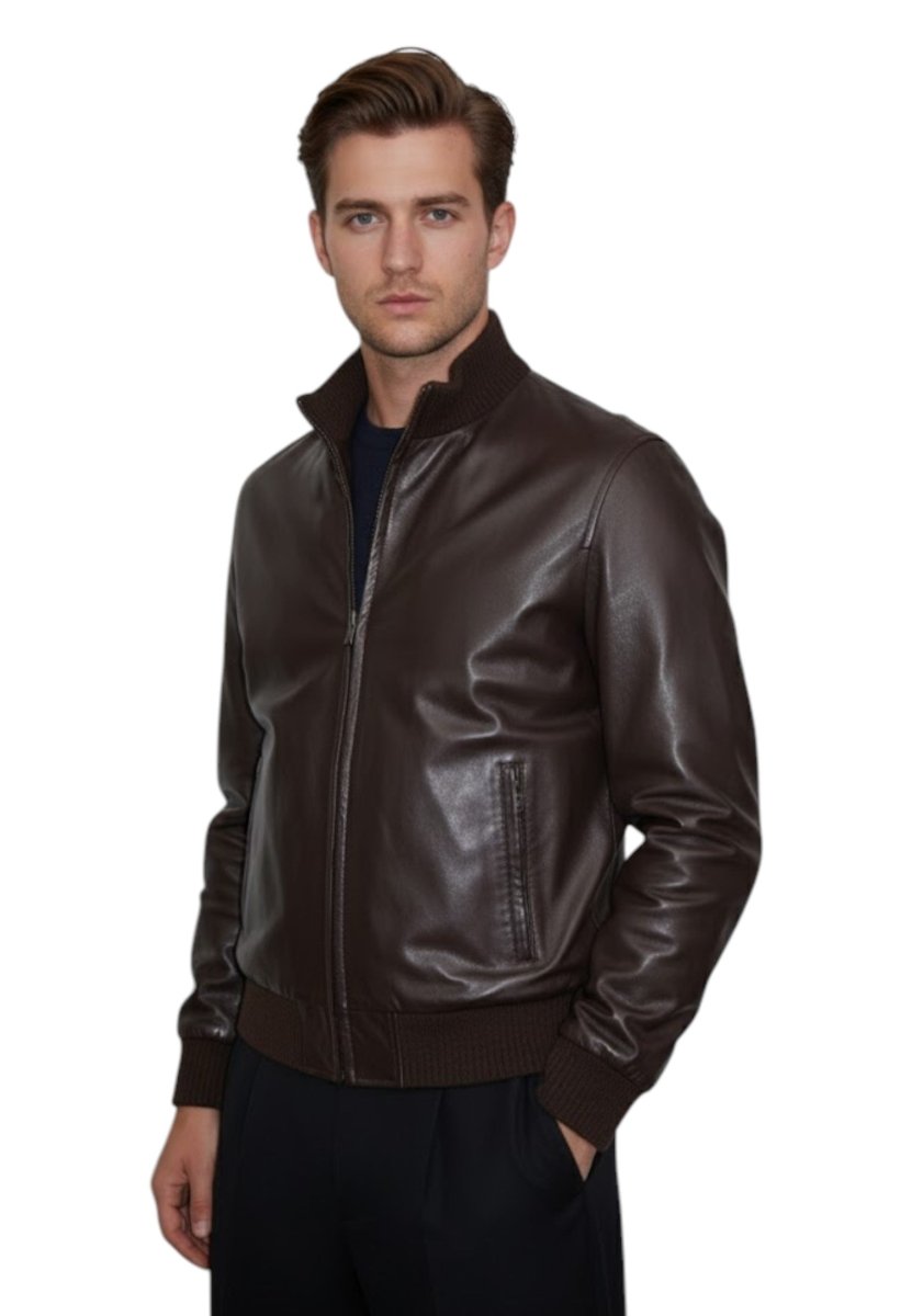 giacca in pelle mod. 12 bomber - moro - 10Decimi