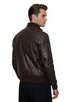 giacca in pelle mod. 12 bomber - moro - 10Decimi