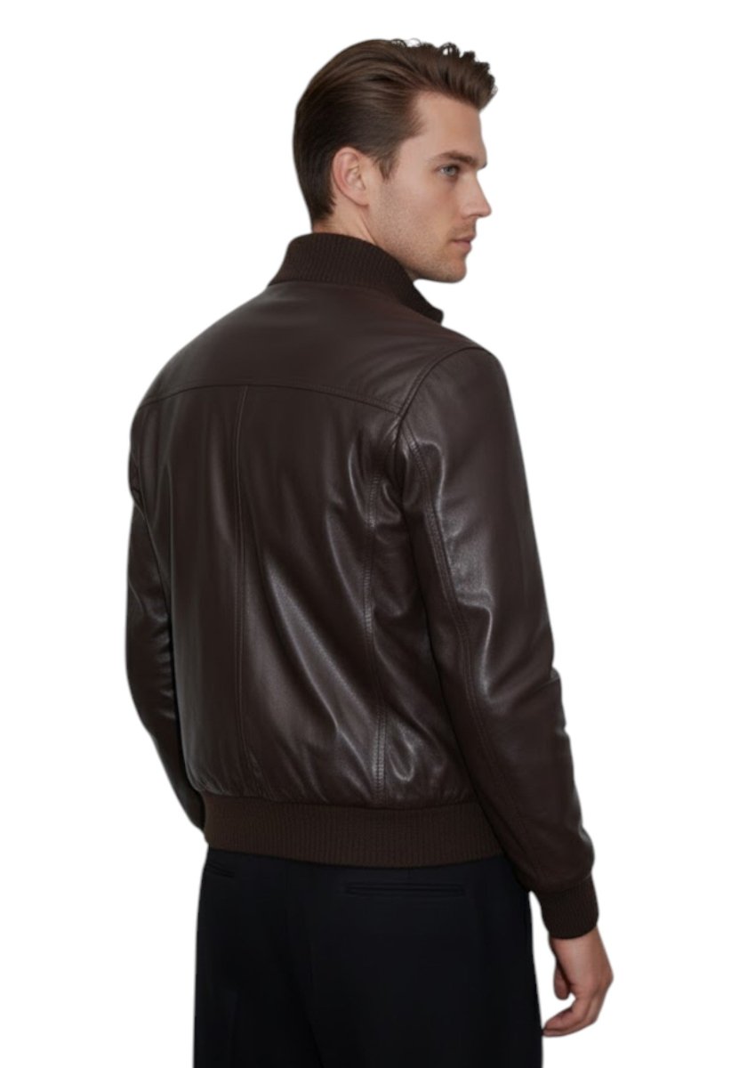 giacca in pelle mod. 12 bomber - moro - 10Decimi