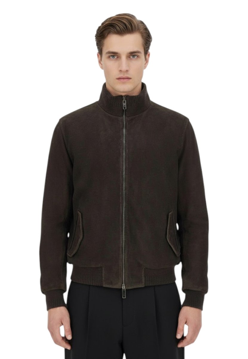 giacca in pelle mod. monet dk rev - marrone/verde - 10Decimi