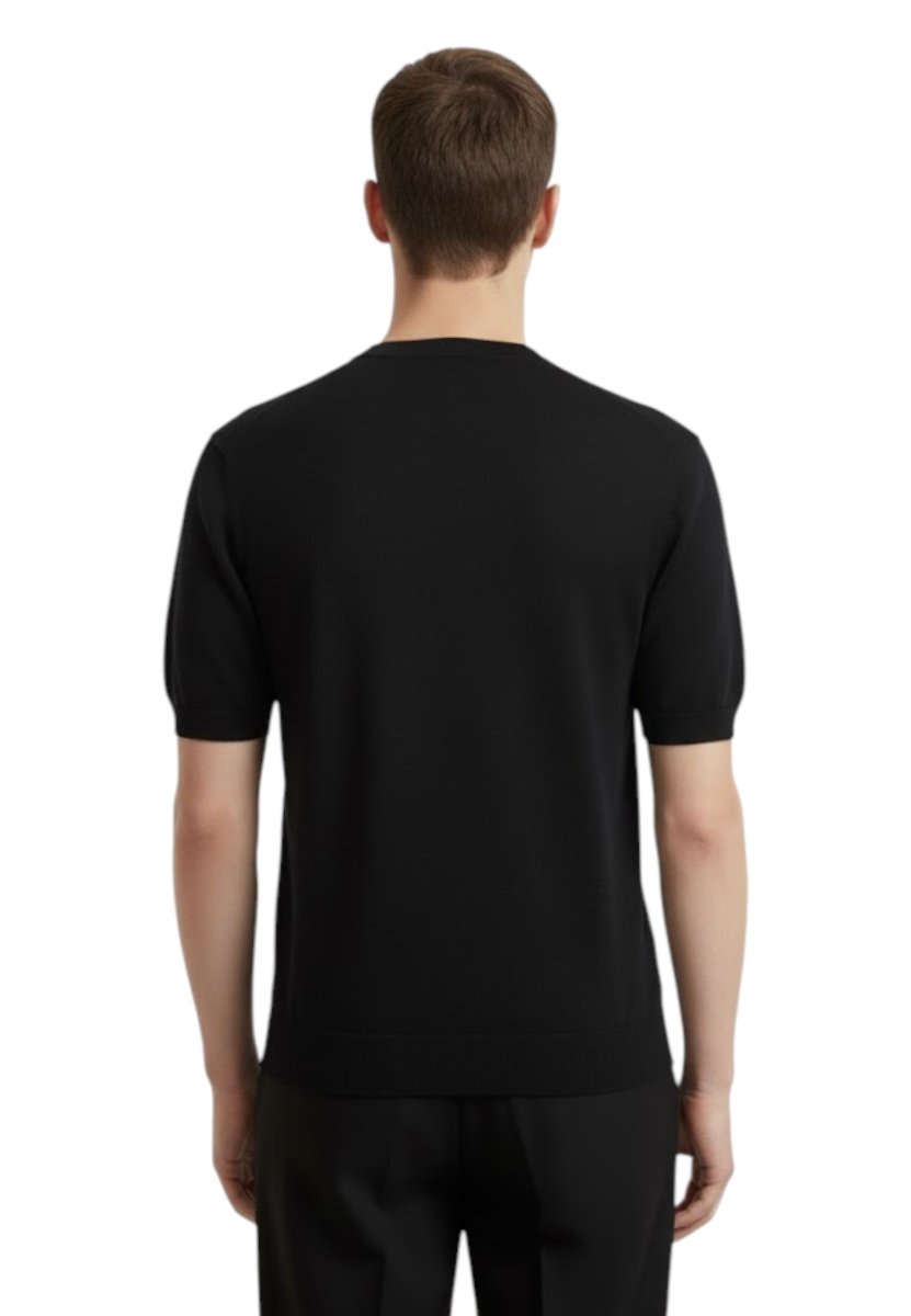 girocollo mezza manica rasato calato - 10 nero - 10Decimi