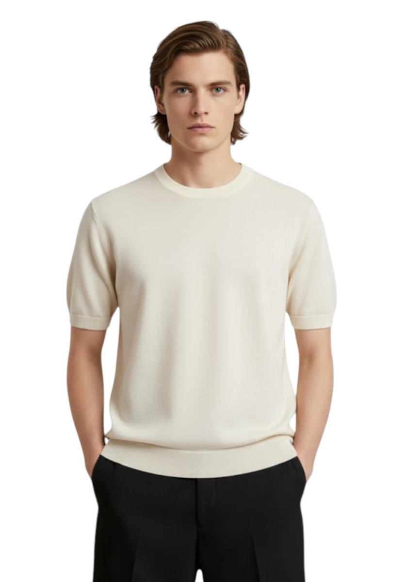girocollo mezza manica rasato calato - 101 avorio - 10Decimi
