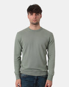 maglia a girocollo in cotone crepe - w2359 verde salvia - 10Decimi