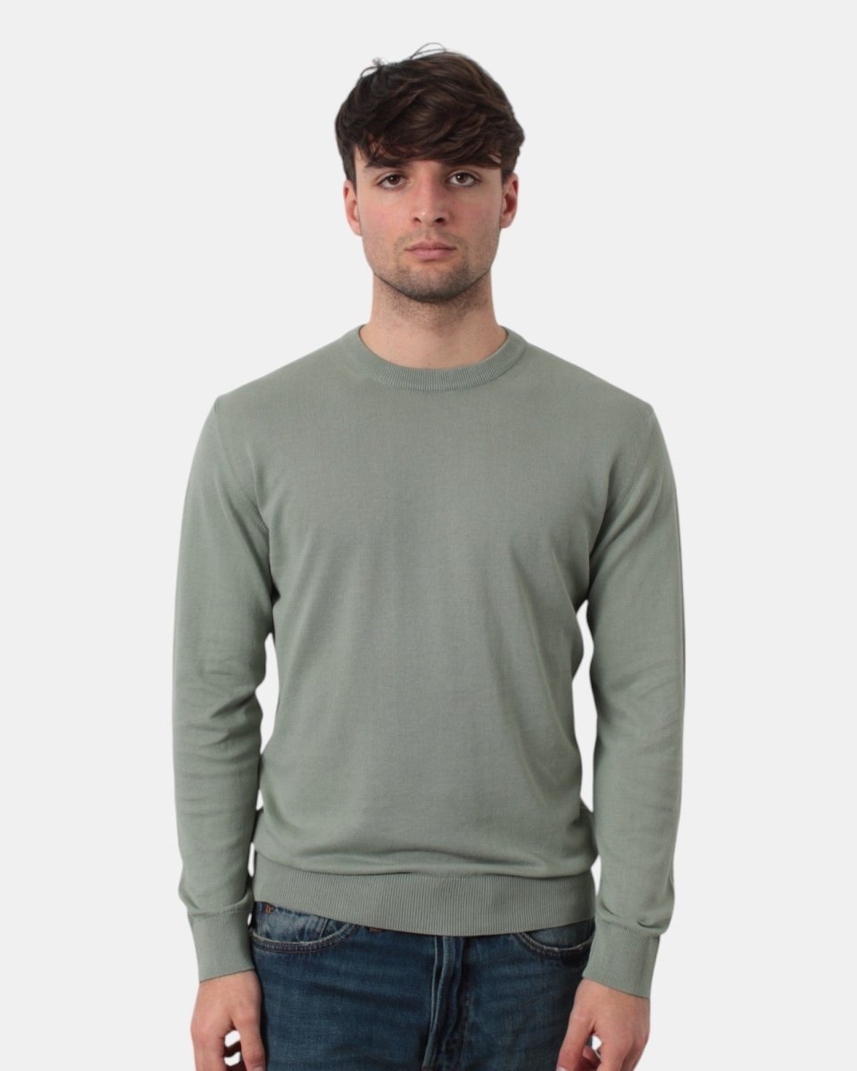maglia a girocollo in cotone crepe - w2359 verde salvia - 10Decimi