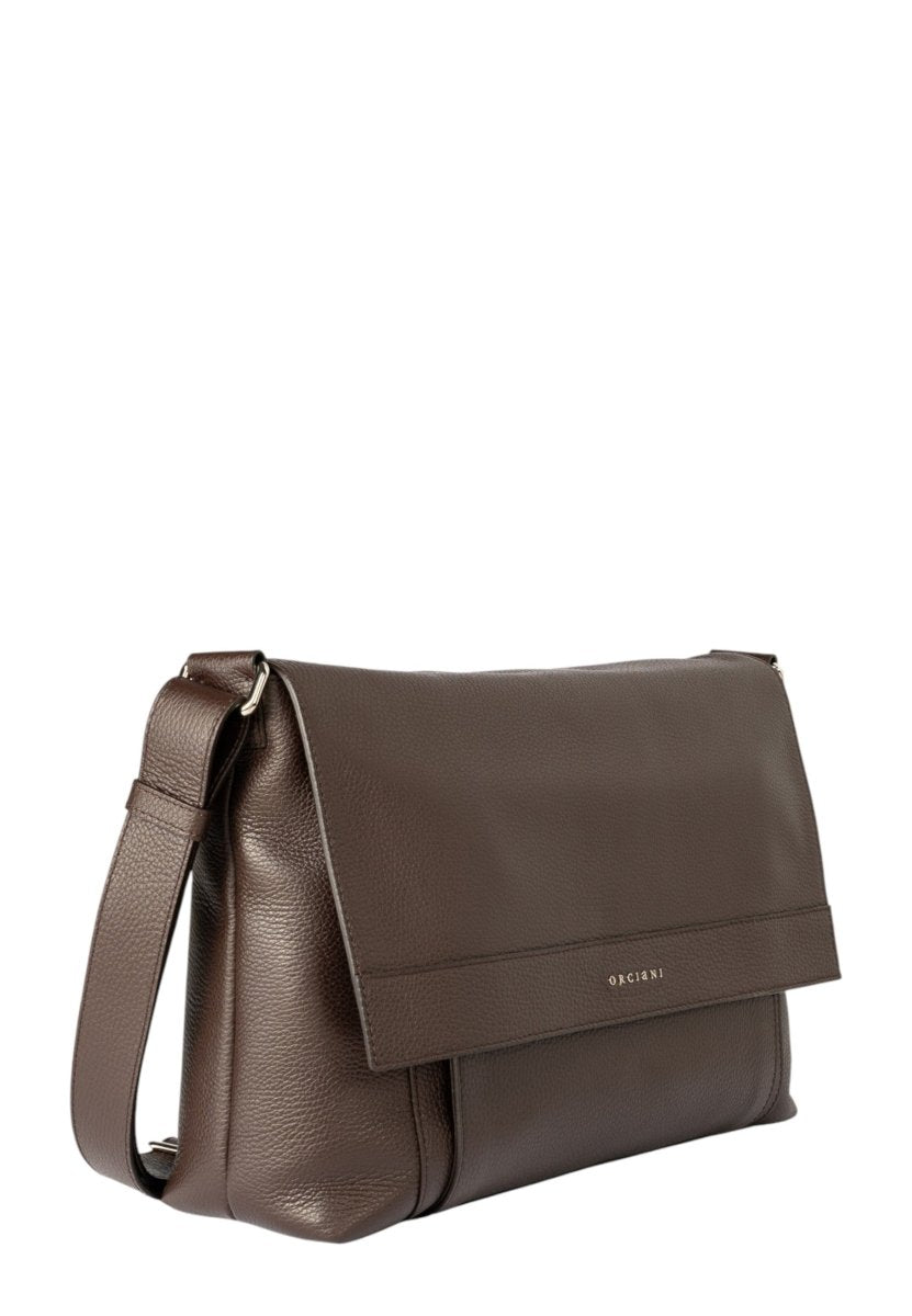 messenger micron in pelle martellata - ebano - 10Decimi