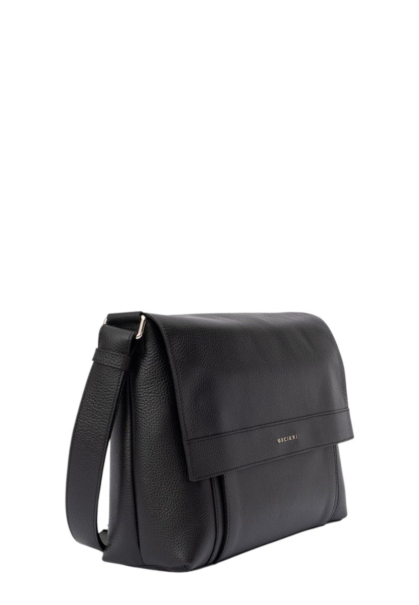 messenger micron in pelle martellata - nero - 10Decimi