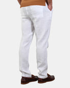 PANTALONE IN LINO 40 WEFT CON COULISSE - 40W441 BIANCO - 10Decimi