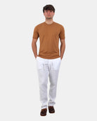 PANTALONE IN LINO 40 WEFT CON COULISSE - 40W441 BIANCO - 10Decimi