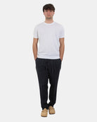 PANTALONE IN LINO 40 WEFT CON COULISSE - W1738 BLU - 10Decimi