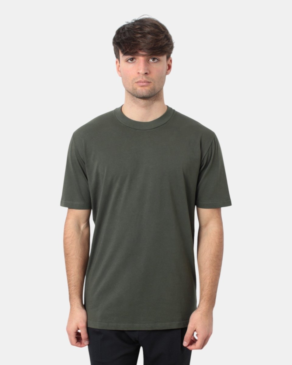 T - SHIRT BELLWOOD BASICA CON COLLO COSTINA - 034 VERDE MILITARE - 10Decimi