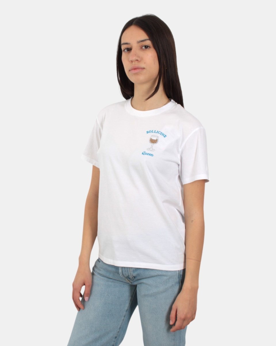 t-shirt girocollo in cotone - bollicine queen 01n strass emb - 10Decimi
