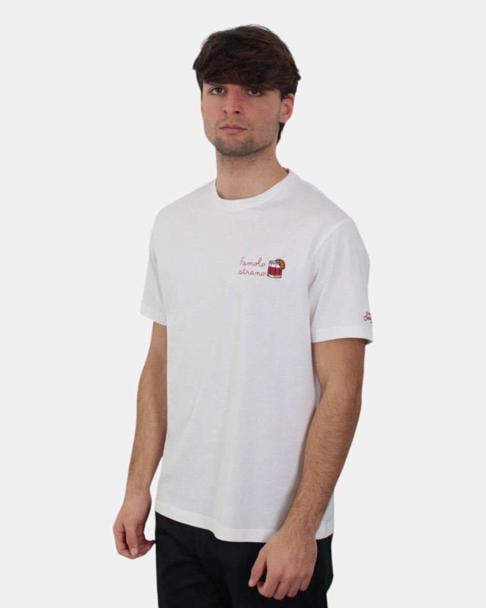 "t-shirt uomo ricamata "famolo strano" 01n – mc2 saint barth" - 10Decimi