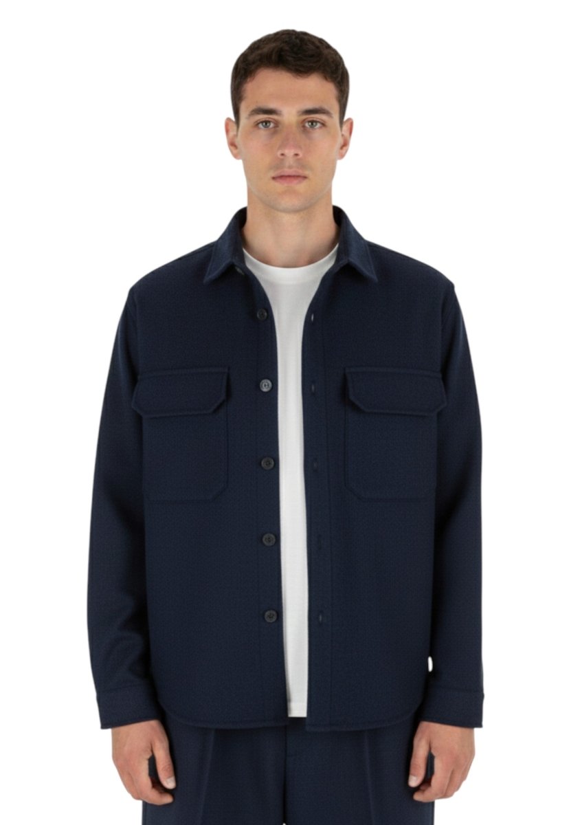 WHITE SAND - Overshirt Blu Navy - 10Decimi