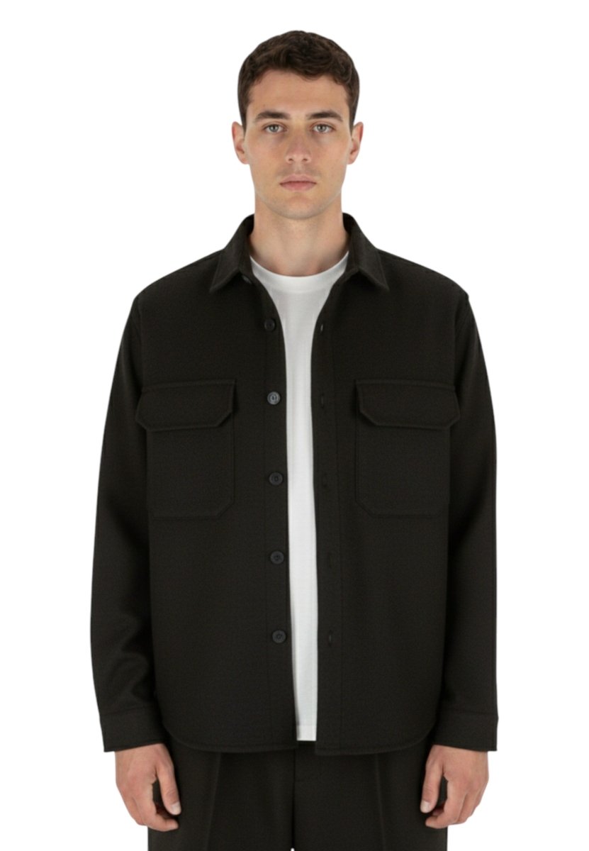 WHITE SAND - Overshirt Nero - 10Decimi