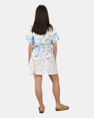 WOMAN SHORT DRESS - LINEN FLOWER BLUE 01 - 10Decimi